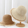 Women's Wide-Brim Fringed Woven Straw Hat | Beach & Vacation Sun Hat by FitiqueFit