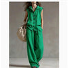 Sleeveless Hooded Top & Wide-Leg Pants Set | High-Waist Two-Piece by FitiqueFit