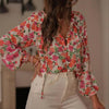 Boho Floral V-Neck Drawstring Blouse by FitiqueFit