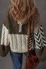 Brown Plus Size Color Block Patchwork Knotted Back Loose Fit Sweater by Wild and Free Boutique