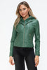 Women Classic Snobbish Faux Leather Zip-Up Drawstring Hooded Jacket Edgy & Casual PU Leather Jacket For Streetwear by Stevvex