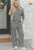 Rose Checkered Print Half Sleeve Tee 2pcs Lounge Pant Set by Wild and Free Boutique