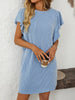 Ruffled Round Neck Short Sleeve Dress Feminine Simple Classic Dress Breathable And Comfy Dress by Stevvex
