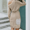 Ladies' Casual Solid Color Sloping Shoulder Collar Fashionable Dress by FitiqueFit