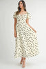Polka Dot Puff Sleeve Midi Dress For Women – Vintage Fluttering Polka Dot Dress, Feminine Puff Sleeve Dress, Retro Midi Dress, Classic Chic Dress by Stevvex