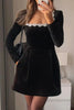 Elegant Square Neck Long-Sleeved Dress With Flowers Rhinestone Design by FitiqueFit