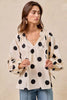 BiBi Polka Dot Exaggerated Balloon Sleeves Blouse by FitiqueFit
