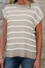 Parchment Side Slits Crewneck Short Sleeve Sweater Tee by Wild and Free Boutique