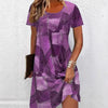 Women's Plus Size Digital Print Denim-Look Short Sleeve Dress by FitiqueFit