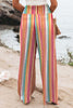 Multicolor Striped Smocked High Waist Wide Leg Pants