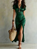 Women's High-Waist Slim-Fit Slit Maxi Dress by FitiqueFit