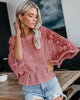 Women’s Lace Trim Top Short Sleeve Batwing Shirt by FitiqueFit