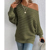 Off-Shoulder Batwing Sweater – Loose Knit Pull-Over for Fall by FitiqueFit