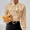 Women’s Ruffled Collared Blouse | Long Sleeve Dressy Work Top by FitiqueFit