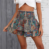 Ethnic-style Printed High-waisted Pleated Wide-leg Shorts by My Store