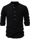 Men's Half Button Geometric Texture Collared Neck Shirt