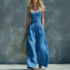 Women's Retro High-Waist Wide-Leg Jumpsuit – Vintage Button Closure Elegant by FitiqueFit