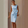 Women's Bow-Knot Sleeveless Midi Dress – High Waist A-Line by FitiqueFit