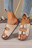 Camel Embroidered Trim Retro Buckle Faux Suede Slippers by Wild and Free Boutique