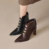 Women's Satin Pointed Toe Chunky Heel Short Boots – Ultra High Heel by FitiqueFit