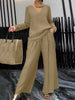 Solid Color Long Sleeve Top & Pants Two-Piece Travel Set by FitiqueFit