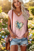 2-Pack Wildflowers Graphic Print V-Neck Tee Tops by FitiqueFit