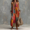 Women's Plaid Print Jumpsuit – Sleeveless, Wide-Leg, Suspender Style