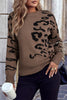Camel Asymmetric Leopard Print Detail Drop Shoulder Sweater by Wild and Free Boutique