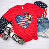 Floral Flag Heart Graphic Tee by Anchored Grace Boutique