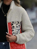 Unique Autumn Leopard Color Block Zip-Up Jacket Trendy Lightweight Jacket with Pockets Charming Winter Jacket by Stevvex