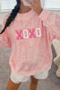 Pink XOXO Glitter Trim Chenille Patched Graphic Mock Neck Tie Dye Sweatshirt by Wild and Free Boutique