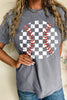 Gray Vintage Checkered Baseball Graphic Tee by Wild and Free Boutique