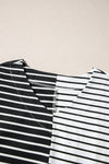 Stripe Two Tone Colorblock V-Neck T-Shirt