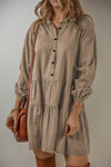 Solid Color Fashion Long Sleeve Stitching Dress Women