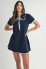 Ruffle Trimmed Collar Fine Knit Mini Dress For Women – Ruffle Mini Dress, Fine Knit Dress, Collar Dress, Feminine Mini Dress, Chic Knit Dress by Stevvex