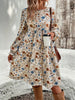 Tiered Floral Round Neck Long Sleeve Dress Elegant Summer Lightweight Breathable Dress by Stevvex