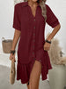 Women's Puff Sleeve Ruffled Hem Mini Dress – Solid Color by FitiqueFit
