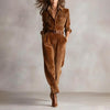 Notched Lapel Wide-leg Jumpsuit by FitiqueFit