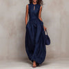 Women's Sleeveless Striped Wide-Leg Jumpsuit with Pockets by FitiqueFit