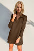 Double Take Textured Zip Long Sleeve Dress Classic Zip-Up Dress for Women Comfortable Outdoor Dress by Stevvex