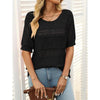 Women’s Short Sleeve Crochet Knit Hollow-Out Top by FitiqueFit
