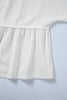 White Solid Color Textured Drop Shoulder Long Sleeve Peplum Top by Wild and Free Boutique