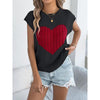 Women’s Heart Color Block Knit Top – Casual Sleeveless Valentine Tank by FitiqueFit