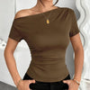 Women’s Y2K Ruched One-Shoulder Summer Top – Slim Fit Asymmetrical Shirt