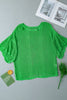 Scallop Edge Half Sleeve Pointelle Knit Top