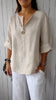 Women's V-Neck Long-Sleeve Button Top – Loose Fit Casual Blouse by FitiqueFit