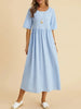 Plus Size Cotton Linen Midi Dress | Round Neck Pocket Dress by FitiqueFit