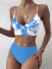 Coastal Flair V-Neck Bikini Set – Eye-Catching Random Print Two-Piece Chic Swimsuit with Spaghetti Straps High Cut Shorts and Ultra-Stretch Comfort – Women’s Summer Swimwear for Beach Days & Casual Poolside Vibes by Stevvex