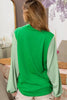 BiBi Ft Color Block Clover Cut Out Puff Sleeves Top by FitiqueFit