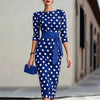 Women's Retro Polka-Dot Bodycon Midi Dress – Belted Cross-Tie by FitiqueFit